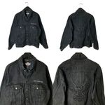 Harley Davidson Vintage Embossed Eagle Denim Jacket USA Made Motorcycles Adult M Photo 1