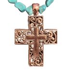 Necklace Matching Earrings Turquoise Beads Silver Cross Jewelry Set Boho Western Blue Photo 1