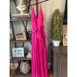 Mac Duggal Ieena  Charmeuse Halter Strap Soft Tie Waist Gown Magenta Womens Size Photo 4