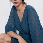 ZARA Teal Swiss Dot Faux Wrap Romper Dress Small Photo 2