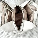 Michael Kors White Leather Silver Floral Bristol Raven Studded Shoulder Bag Hobo Photo 9