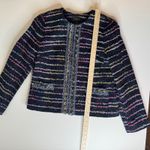 Talbots  Womens Tweed Jacket‎ Size 10 Multicolor Striped Fringe Colorful Office Photo 8