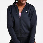 Nike  Dri-FIT Womens Full Zip Hooded Athletic Jacket Swoosh Black Size Large Photo 0