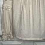 Anthropologie  Sz XS Boho Top High Lace Neck Long Sleeves Metallic Gold Accent Photo 2