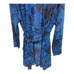 Victoria's Secret Vintage  90's Satin Sheer Kimono Belted Robe Blue Paisley Foral Photo 2