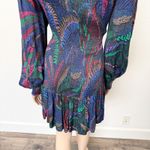 Farm Rio [] Amazonia Night Smocked Mock Neck Long Sleeve Mini Dress Size Large L Photo 6