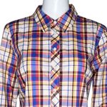 Talbots Shirt Women Small Blue White Red Plaid Button Up Career Casual Versatile Photo 4
