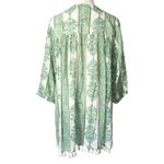 Roller Rabbit Tasseled Abstract Caftan Cover Up Dress Green White Floral Small Photo 3