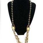 Nicole Miller LONG GOLDTONE BEADED CHAIN ENAMEL STONE NECKLACE Photo 1