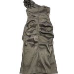 XScape  Dress Women 4 Brown Gray One Shoulder Ruffle Cocktail Party Ruched Formal Photo 1