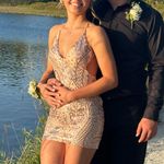 ThatsSoFetch THATSOFETCH Tan Homecoming Dress Photo 0