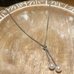 Sterling Silver Pearl Lariat 925  Italy Necklace Photo 2