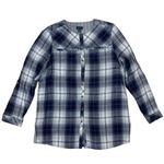 J‎ Jill Denim Plaid Button Front Shirt Small Petite Blue White Long Sleeve Size undefined Photo 0