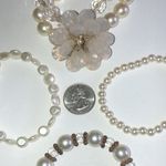 Lot of 4 Chunky Flower Retro Beaded Boho Faux Pearl Stretchy Bracelets White Photo 8