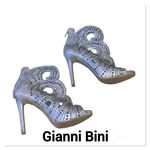 Gianni Bini  Platinum Silver Merillee Rhinestone Bootie Open Toe size 7M Photo 1