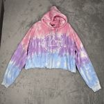 Pink Floyd Shirt Womens Large Pink Purple Blue Tie Dye Cropped Hoodie Sweatshirt Photo 1