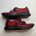 Gucci Red Leather Monogram Leather Canvas Velcro Size 7.5B Photo 5