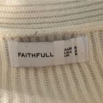 Faithfull the Brand  Cream Ribbed Bell Sleeve V-neck Sweater Photo 3