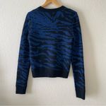 Pam & Gela Blue Metallic tiger Animal Print Sweater Photo 59