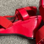 Jaclyn Smith  Red Strappy Wedge Sandals Size 9 FAIR CONDITION Photo 5