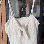 Jen's Pirate Booty  cropped top Gauze Cream Tie Front tank knot bow cotton beige Photo 0