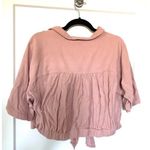 Wishlist  Apparel Blush Button Front Tie Crop Shirt Photo 2