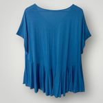 Peruvian Connection  Teal‎ Peplum Top XL Pima Cotton Modal V-Neck Photo 4