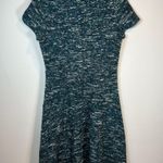 Talbots Marled Knit Faux Leather Trim Short Sleeve A-Line Dress Zip Office Sz 4 Photo 2