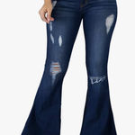 Distressed Ripped Bell Bottom Jeans Classic High Waisted Flared Jean Pants 38/32 Blue Size undefined Photo 0