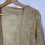 212 New York Light Brown Y2K Open Knit Cropped Cardigan Sweater S Tan Photo 2