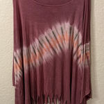 Gypsy Rose  Fringed Tie-Dye Women's Top - Purples and Pinks one size Photo 0