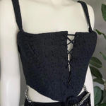 House Of CB  Cropped Eyelet Bustier Corset Top Black Lace Up Photo 0