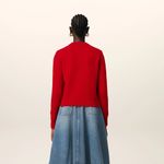 Ami RED Heart WOOL KNIT DE COEUR CREWNECK CARDIGAN Sweater Photo 2