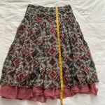 Vintage floral layered Pink silk skirt with ruched waist Size 6 Green Photo 7