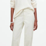 Madewell  Emmett Wide Leg High Rise Pants in‎ Corduroy white Sz 30 NWT Photo 0