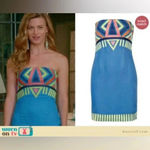 Mara Hoffman  Blue Strapless Boho Embroidered Dress Women’s Size 0 Tie Back Photo 2