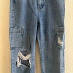 Forever 21 Blue Cargo Flare Wide Leg Jeans Photo 3