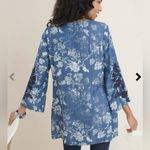 Chico's Embroidered Denim Tunic Top Womens 1 US 8 /M Tencel Chambray Boho Blue Photo 2