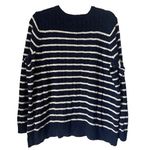 Ralph Lauren B7 Lauren  Navy White Striped Cable Knit Button Shoulder Sweater 1X Photo 5