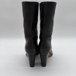 Jimmy Choo  Black Soft Leather Sophisticated Pull On Mid Calf Heel Boots 38.5 Photo 5
