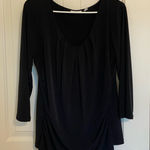 NWOT | New‎ York & Company women’s black stretch cinched long sleeve blouse XL Photo 0