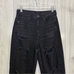 American Eagle  Black Distressed Relaxed Mom Jean size 4 Photo 2