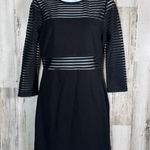 Lulu’s Black Bandage Bodycon Dress – Mesh Stripe Panel See Photo 0