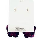 Betsey Johnson 💜🦋LUV BETSEY Purple Sequin Puffy Butterfly Drop Earrings () Photo 2