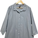 MiB Women Tunic Top 2X Slate Blue Button Front Textured Cotton Lagenlook Coastal Photo 2