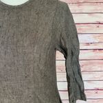 Maria Maruschka Sweden Lagenlook Pockets Linen A Line Long Sleeve Dress, Small Brown Photo 1