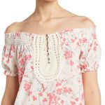 Vertigo Paris Blouse Floral Crochet Smocked Top Pink Red Size XS New with Tag Photo 1