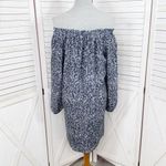 Michael Kors Michael  Marble‎ Print Off-Shoulder Shift Dress Blue White Small Photo 3