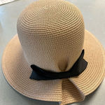 Hat pale pink paper braid black bow accent Pink Photo 0