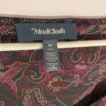 Modcloth  Lightweight Paisley Black Red Flowy Long Sleeve Top Women's size Medium Photo 1